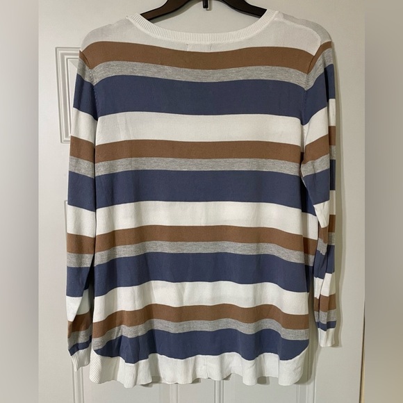 Lety & Me Striped Lightweight Sweater Size 2X Nautical Neutrals Rayon Blend - Picture 7 of 7